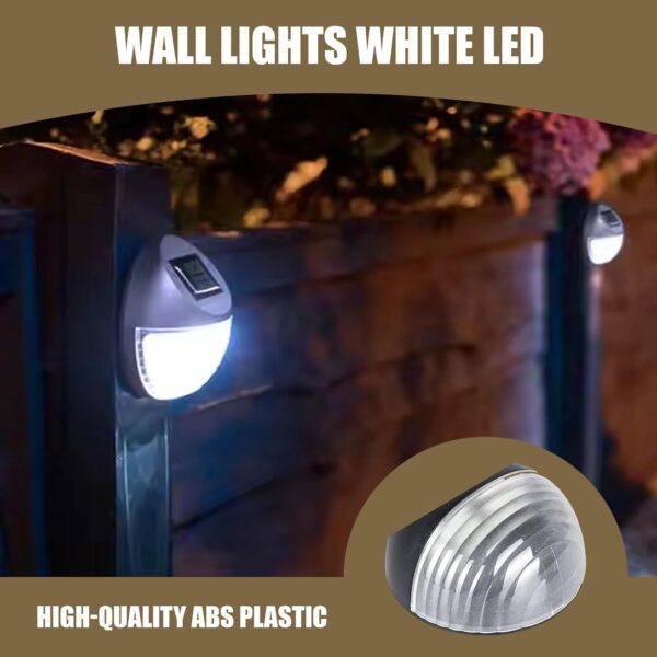 Solar Fence Wall Lights – White LED – Mounted on Garden Fence at Night