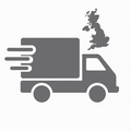 Fast UK Shipping icon – delivery truck with motion lines in flat style