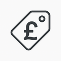 Great Value Always icon – price tag with pound symbol in modern flat design