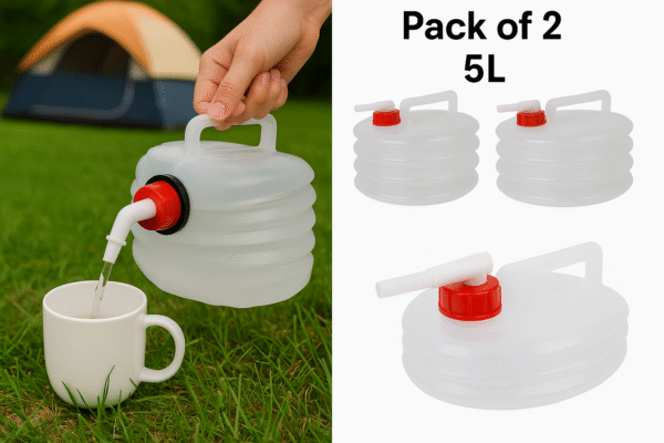 5L Folding Water Canisters with Tap – 2-Pack BPA-Free Collapsible Camping Containers