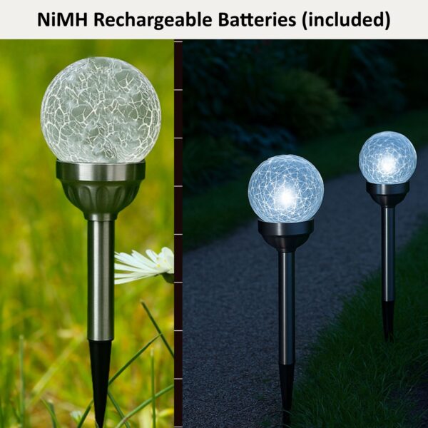 6x Mini Solar Crackle Ball Garden Stake Lights – RGB Colour Changing LED for Outdoor Pathways - Image 6