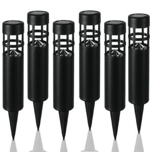 6PCS Solar Bollard Stake LED Lights for Garden Pathway – Black