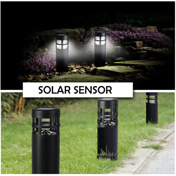 6PCS Solar Bollard Stake Lights – Outdoor LED Pathway Garden Post Lamps - Image 3