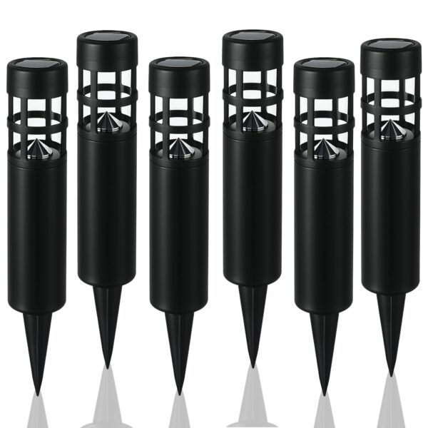 6PCS Solar Bollard Stake Lights – Outdoor LED Pathway Garden Post Lamps - Image 4