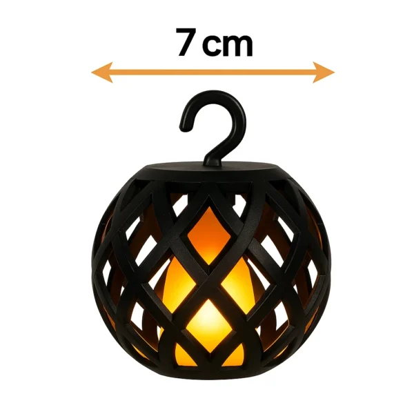 Solar Rattan Ball String Lights – 6 LED Flickering Flame Effect | Outdoor Garden Lanterns - Image 7